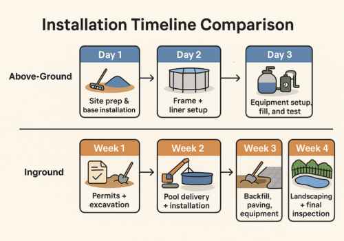 Installation time comparison for above ground and inground plunge pool