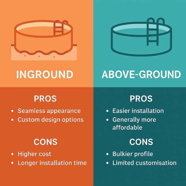 Infographic comparison of inground and above ground plunge pool