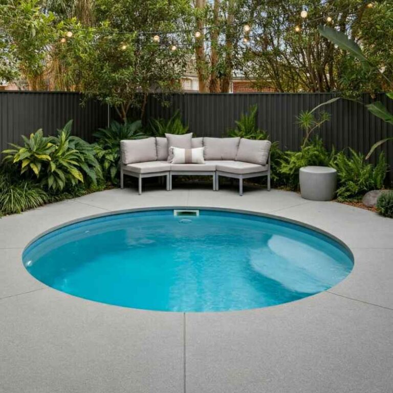 Modern minimalist round plunge pool in Sydney