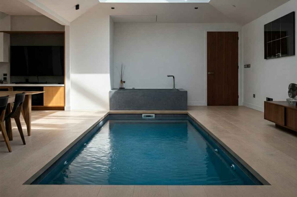 Plunge pool inside house in Sydney